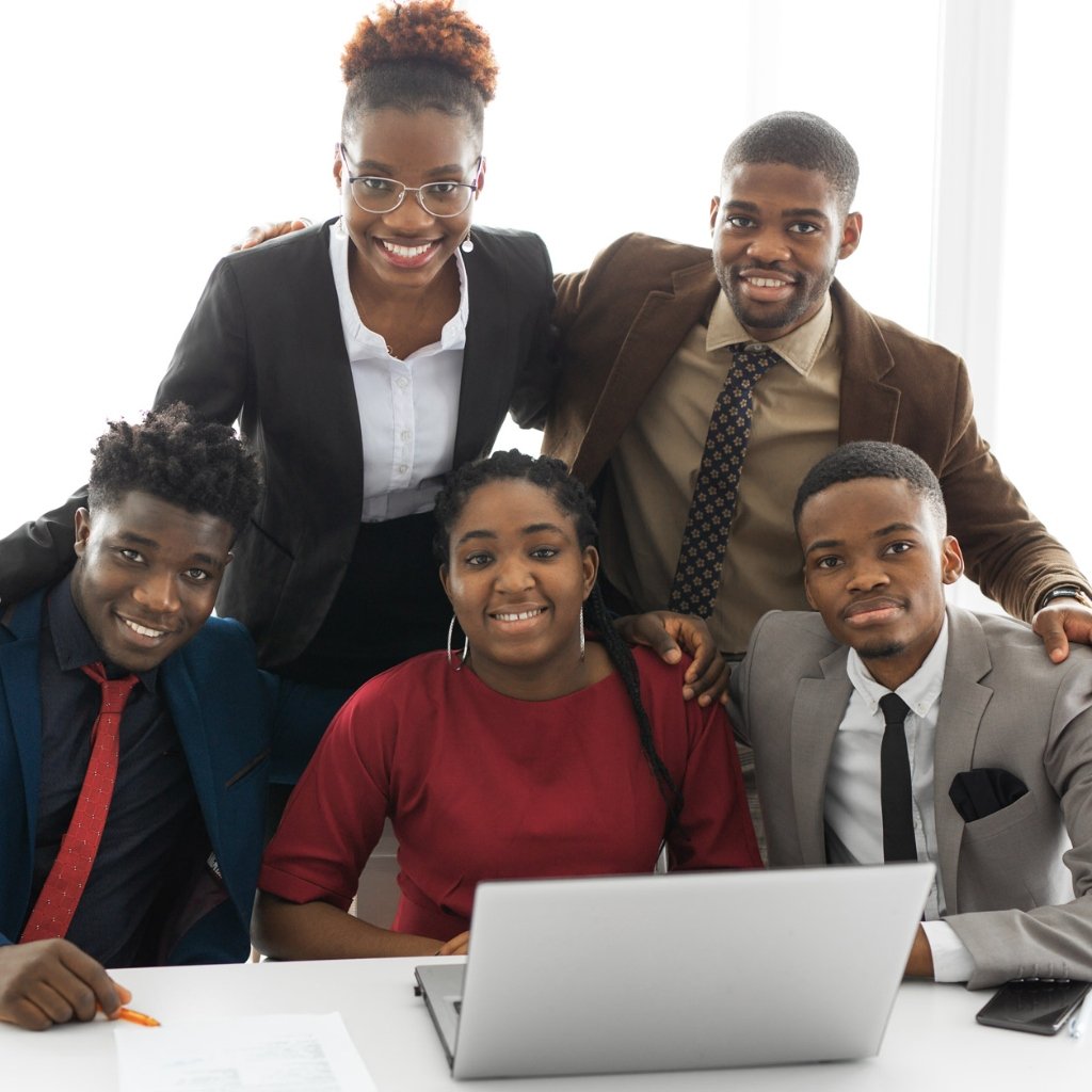 African technology team working in a modern workspace